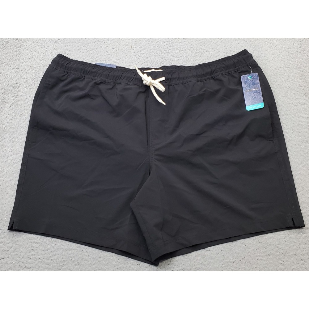 Trinity Coast Swim Trunks Mens XXL Black Quick-Dry Drawstring Waist 7" Inseam